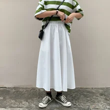 Винтаж осень зима женские плиссированные юбки длинные эластичная талия Бохо Белая Макси юбка макси