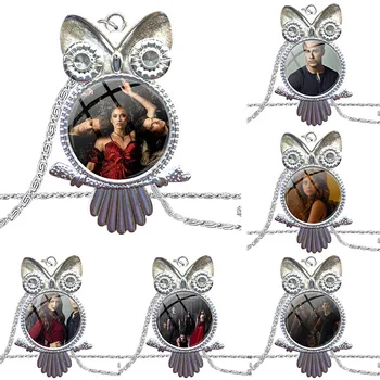 

Movie Vampire Diaries Glass Cabochon Choker Pendant Owl Necklace Bronze Color Jewelry For Girls Handmade Gift