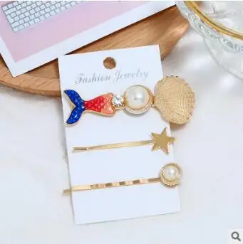 60 компл./лот 3 шт./компл. DIY Простые мульти морские раковины звезды заколки для волос сплав Русалка заколки для волос Инструменты для укладки волос аксессуары HA861