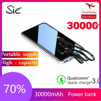 

Mobile Power Bank 30000mAh Full Screen 3USB Portable Outdoor Emergency Fast Charging External Battery for Samsung Xiaomi Iphone