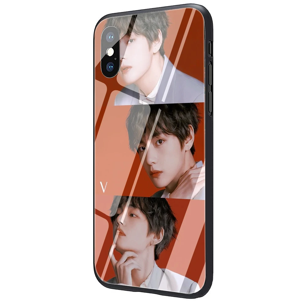 G12 Kim V Taehyung прозрачный чехол из закаленного стекла для телефона iPhone 5 5S 6 6S Plus 7 8 Plus X XS XR 11 Pro Max - Цвет: G12
