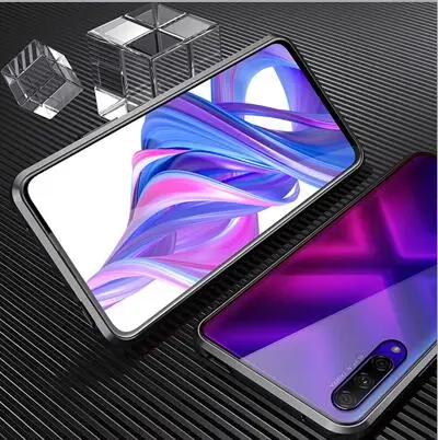 Black Роскошный Магнитный адсорбционный чехол для huawei Honor 9X Pro с металлической рамкой, двусторонняя стеклянная крышка Honor9X Pro, защитный чехол для телефона - Цвет: Black