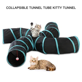 

Cat Tunnel 4 Way Pet Play Tunnel Collapsible Tunnel Tube Kitty Tunnel Peek Hole Toy Pet Toys for Cats Puppies Rabbits