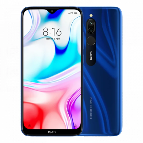 Blue Xiaomi Redmi 8, 4 ГБ, 64 ГБ, Восьмиядерный процессор Snapdragon 439, двойная камера 12 Мп, мобильный телефон, 5000 мА/ч, большая батарея OTA - Цвет: Blue