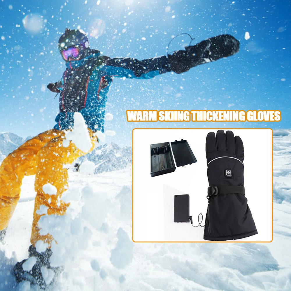 3 скорости, регулируемая температура, теплые лыжные перчатки, зимние перчатки для катания на лыжах, перчатки с подогревом из углеродного волокна, теплые перчатки для мотоцикла на открытом воздухе