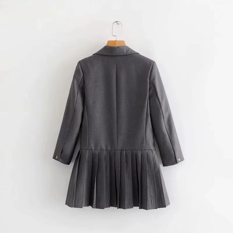 

Kd39 2019 Spring New Style College Style Elegant Double Breasted Slim Fit Hem Pleat Pleated Suit Coat