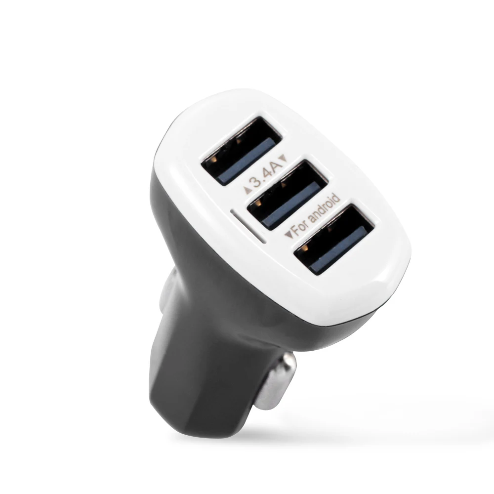 black Универсальное 3 порта USB Автомобильное зарядное устройство 5 В 3.4A автомобильное зарядное устройство адаптер для iphone 8 samsung S9 S8 Высокое качество USB порт автомобильное зарядное устройство FS - Тип штекера: black