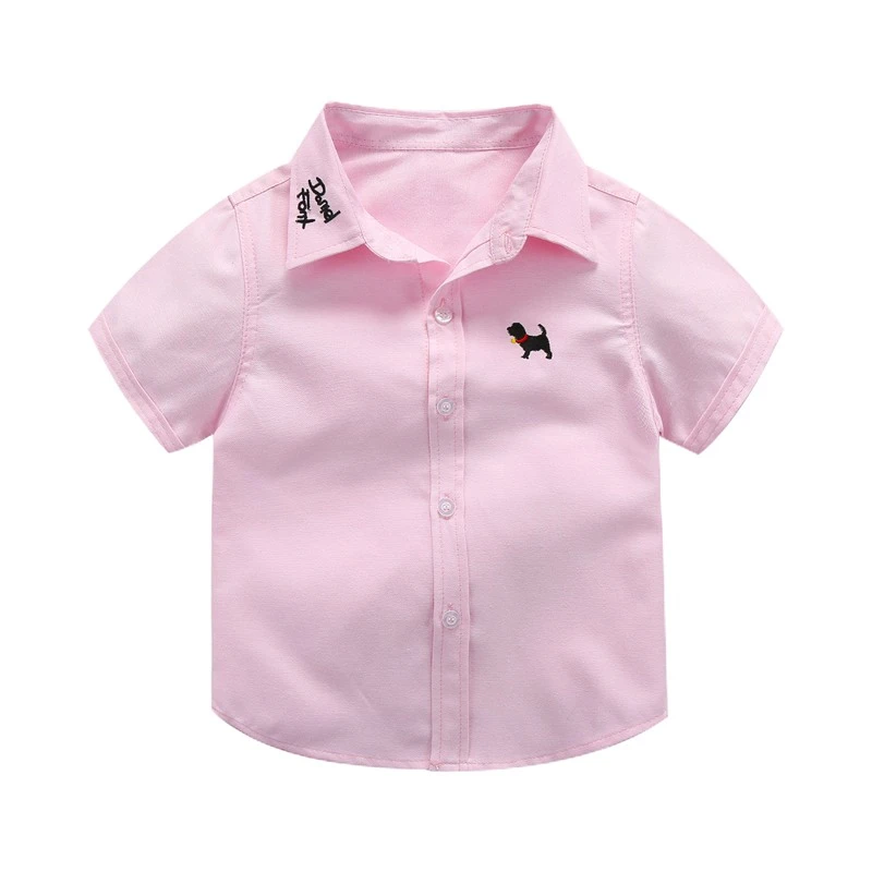 Camisa De Algodao Para Bebes Camisa De Verao Para Meninos Bordado De Cachorrinhos Roupas Casuais De Manga Curta Blusas Shein Para Criancas Camisas Aliexpress