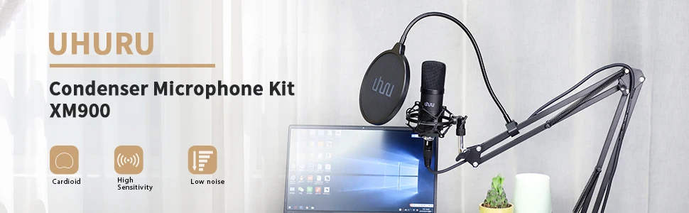 UHURU XLR конденсаторный микрофон профессиональный студийный кардиоидный микрофон комплект Подкаст потоковый микрофон для трансляции YouTube записи