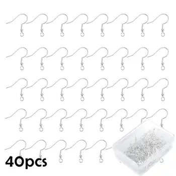 

40pcs/Lot 20x17mm Earring Clasps Hooks 925 Silver Plated Copper Earwires DIY Earrings Jewelry Making Findings Accessories