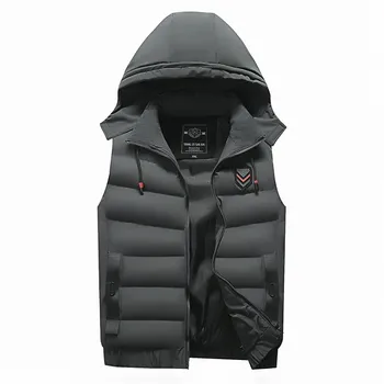 

Men's Vest Sleeveless Jacket New Winter Thick Warm Casual Hooded Slim Fit Coat Male Fashion Waistcoat Asian Size M-4XL