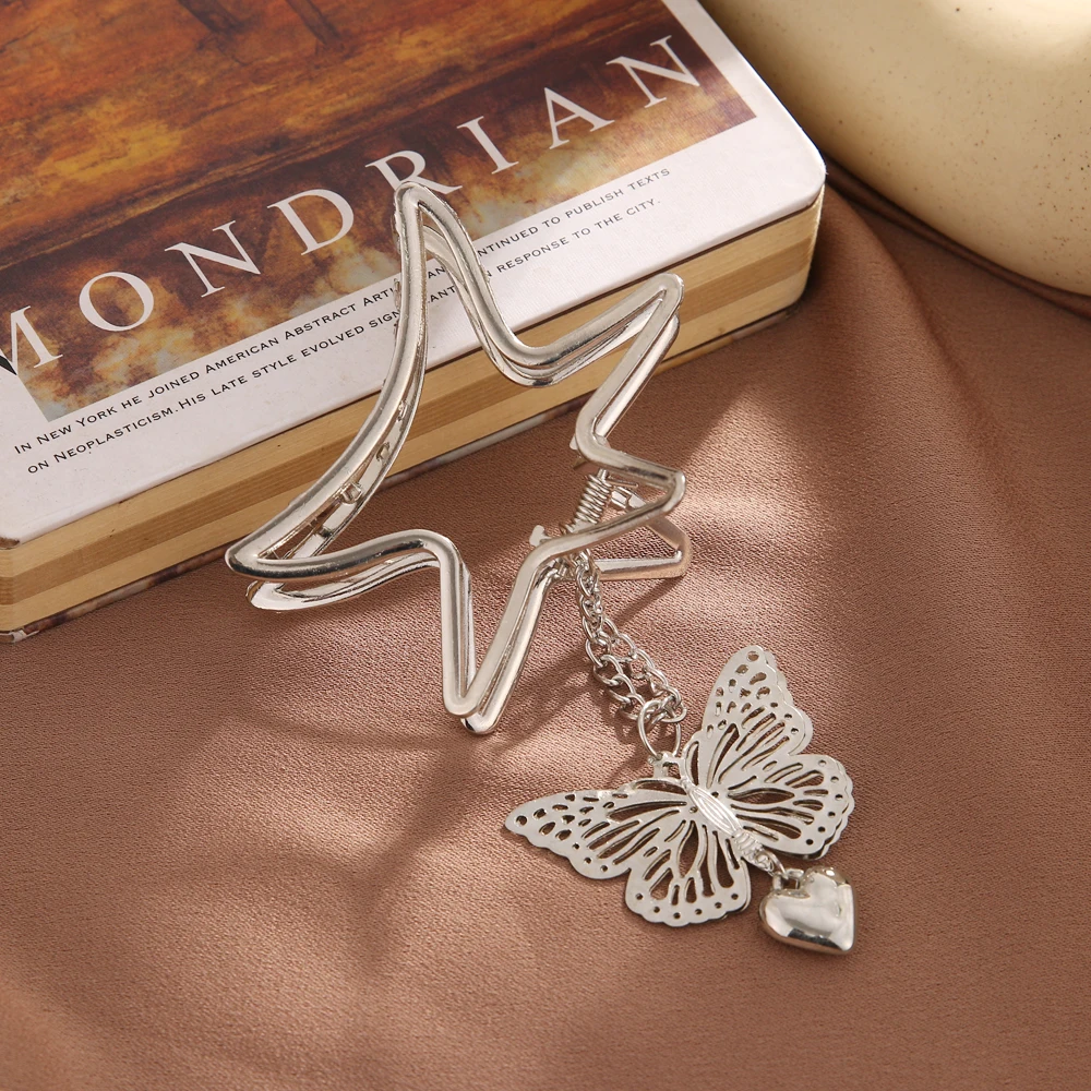 Retro Metal Hair Grip Goth Butterfly Hair Clip Love Pendant Claws Barrettes Jaw Grip Jewelry Styling Tools 1PC hair accessory hair clip jewelry accessories