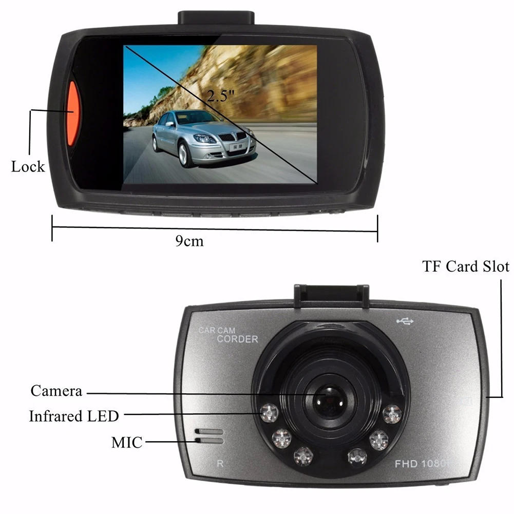 Hot 2.5 Inch LCD 1080P Car DVR Camera Dash Cam Video Recorder G-sensor Night Vision Recroder Camcorder Car Accessories Interior
