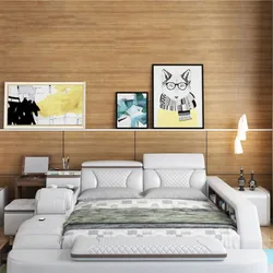 Marco de cama inteligente para boda, Tatami con tocador, muebles de dormitorio, de cuero
