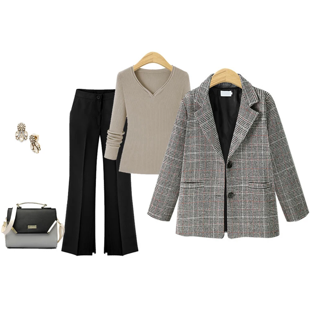 Женские блейзеры для офиса, повседневные клетчатые весенние осенние женские куртки, Женское пальто большого размера, приталенный Блейзер, женская верхняя одежда vadim