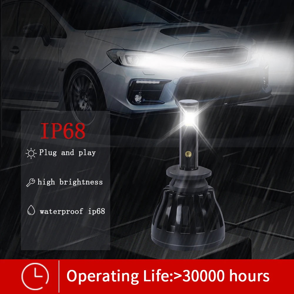 2 шт. светодиодный H11 H1 H3 лампы для фар 9005 9006 9004 9007 12 в 6000 К дальний/ближний свет фары автомобиля комплект белого освещения Canbus
