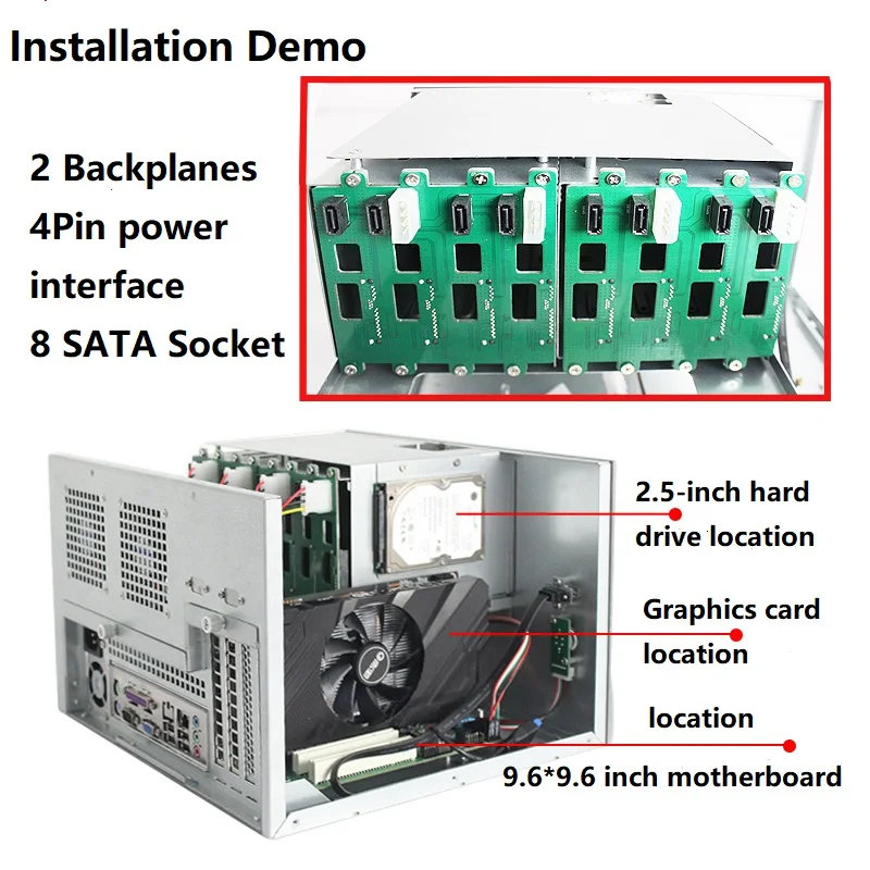 NAS-Chassis-8-Hard-disk-location-Compatible-MATX-Motherboard-Temperature-control-mute-Network-Server-Case