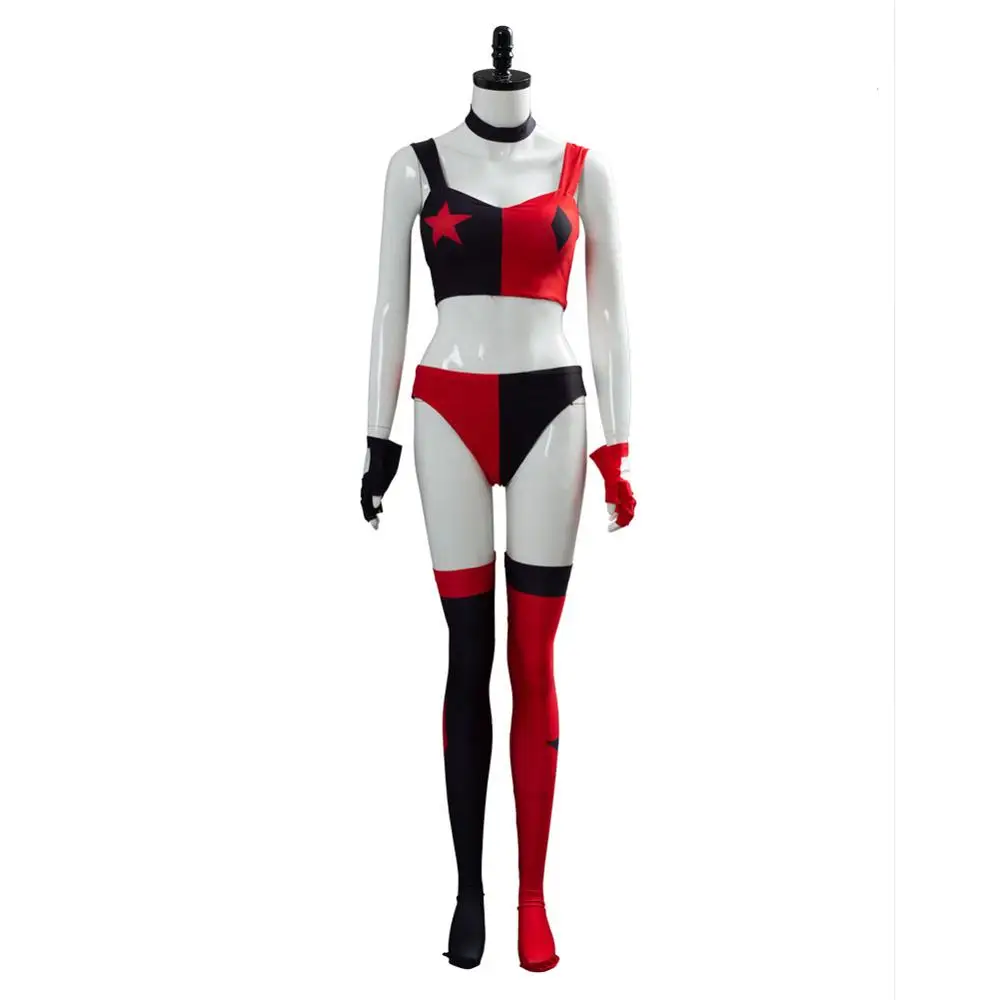 DC Comic Harley Куинн косплей костюм нижнее белье перчатки Хэллоуин карнавальные костюмы - Цвет: Female Size