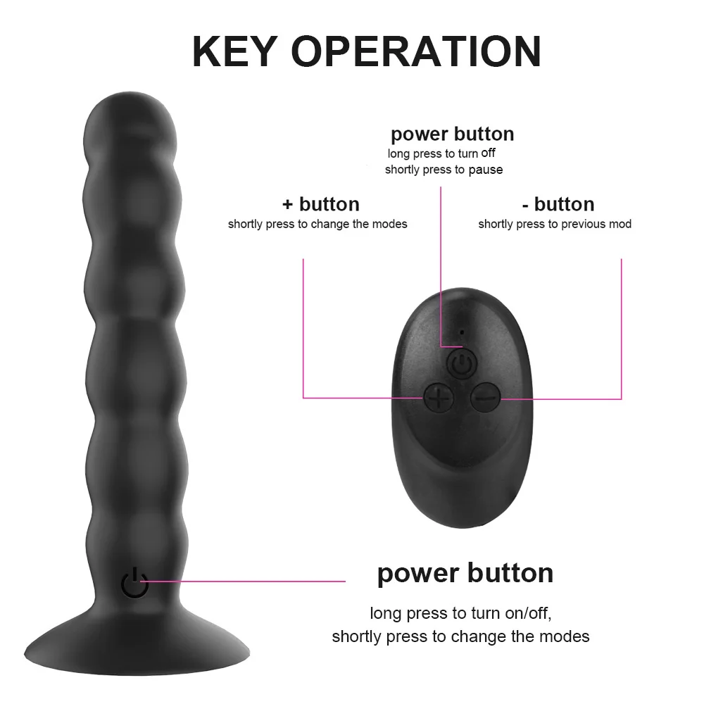Mode Prostate 10 Massage Butt Plug Strong Suction Vibrator Remote Control Anal Beads Sex Toy for Wo_voghion.com