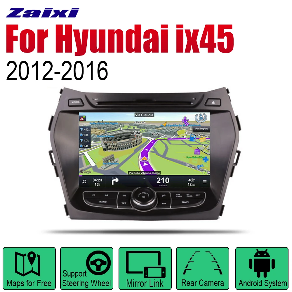

ZaiXi Auto Radio 2 Din Android Car DVD Player For Hyundai ix45 Santa Fe 2012~2016 GPS Navigation BT Wifi Map Multimedia system