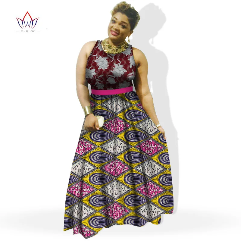BRW Лето Плюс Размер AfricanSets для женщин кружевной топ и Печатный воск юбка африканская Дашики элегантная юбка набор для леди WY877 - Цвет: 19