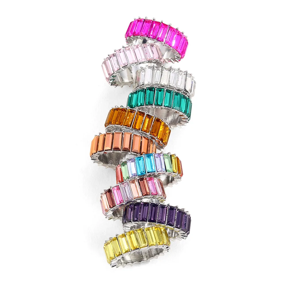 Lost Lady Summer Colorful Rainbow Zircon Wide Rings for Women INS Fashion Girls Crystal Rings Wholesale jewelry Bijoux Love Gift - Image 6