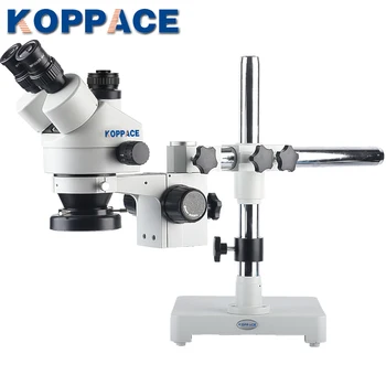 

KOPPACE 7X-45X 0.5X CTV interface Trinocular Microscope,WF10X/20 Eyepieces,Mobile phone repair microscope,144 LED Ring Light