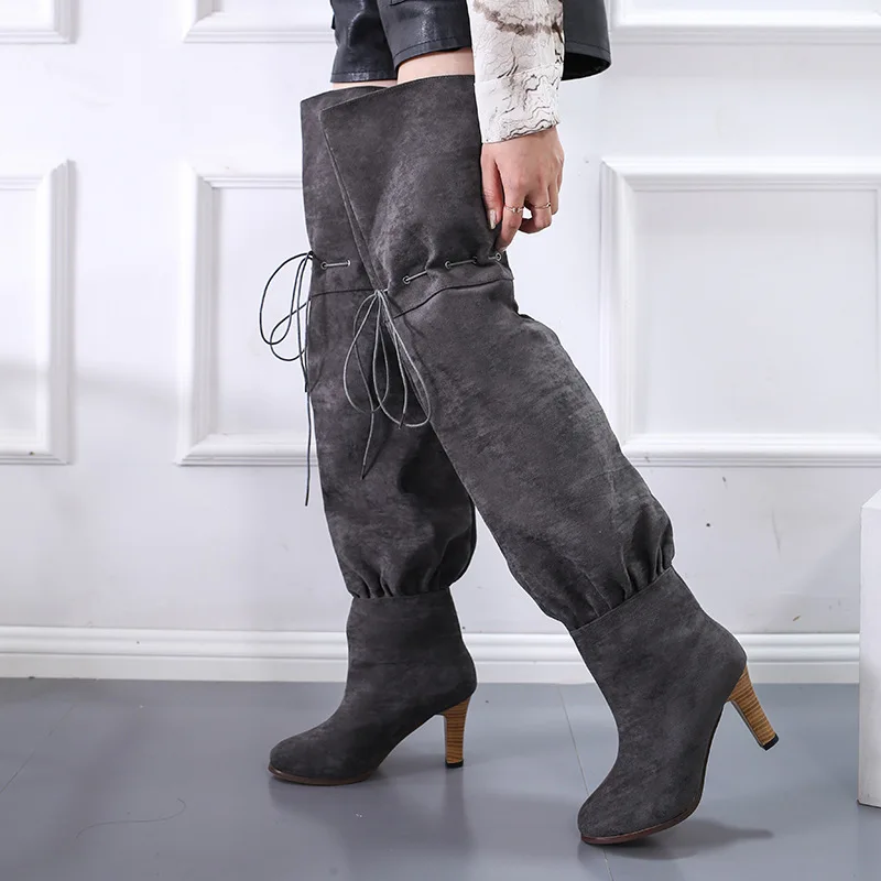 

Women's Over The Knee Boots Autumn Winter 2020 New Fashion Suede Fashion High Heels Martin Boots Women Trend Loose Shoes
