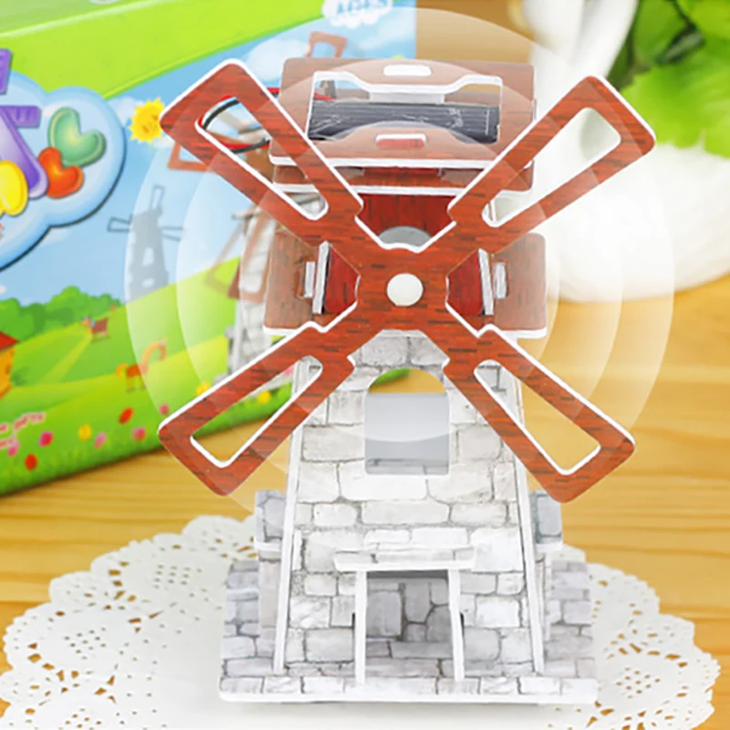  Solar Assembled Windmill Technology Toys For Children Model Windmill House Puzzles Kids Solar Energ - 4000108181809