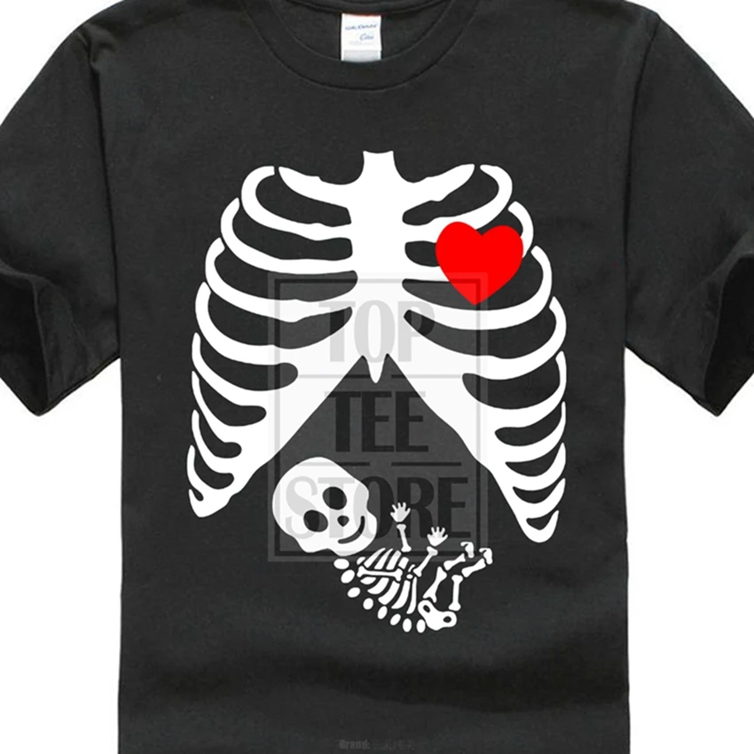2017 Забавные футболки для мужчин футболка со скелетом беременных детей забавная