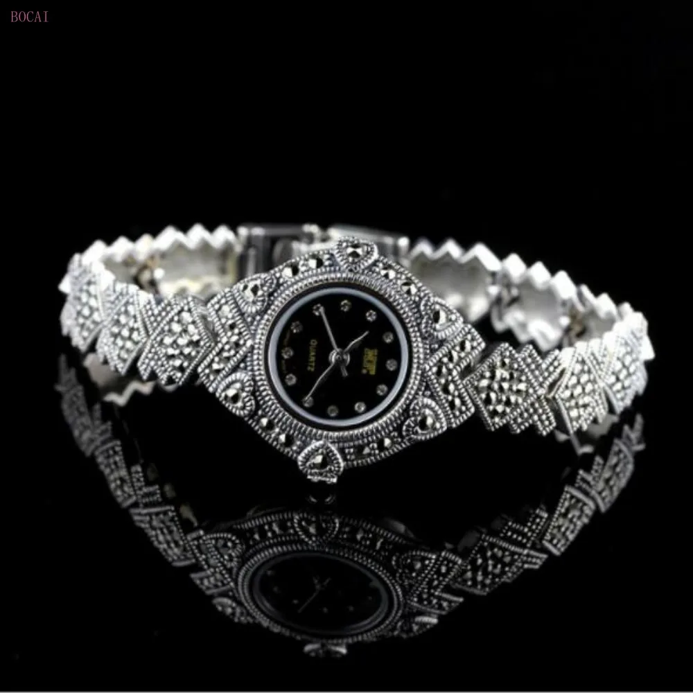 silver 925 S925 sterling silver watch bracelets for eomend jewelry Thai silver lady Bracelet Watch new style fashion