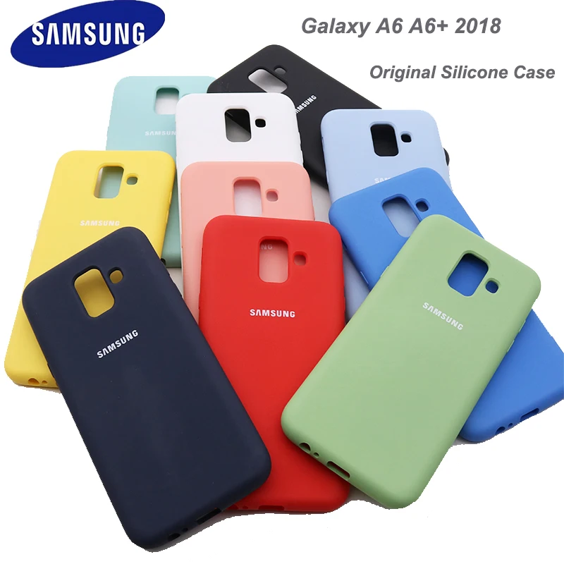 Samsung-funda con acabado de silicona oficial para móvil, carcasa protectora trasera para Samsung Galaxy A6 2018 A6 + 2018, a6 Plus 2018