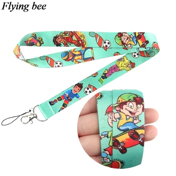 

Flyingbee Fitness sports Keychain Phone Lanyard Cartoon Punk Neck Strap for Keys ID Card Mobile Phone Lanyards X0650