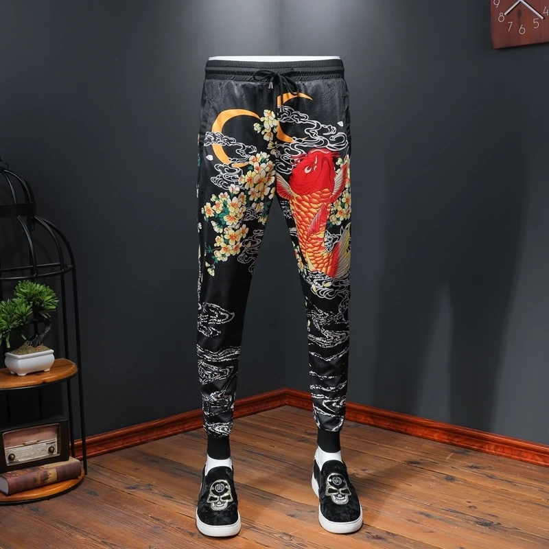 Uomo Moda Pantaloni Hombre 2020 летние модные брендовые мужские брюки джоггеры Slim Fit с принтом |