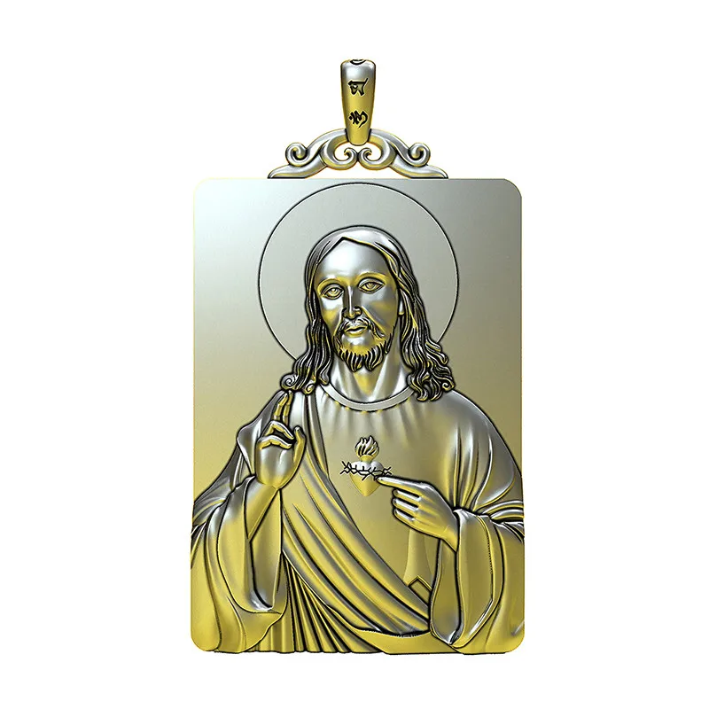 BOCAI S999 Sterling Silver Pendants for Men Women Christmas Christ Jesus Argentum Protective Talisman Patron Saint Jewelry