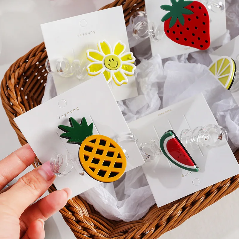 120 шт/Партия DIY мульти мультфильм фрукты Клубника, ананас подсолнечника резинки высокопрочный телефон Аксессуары тросы HA602