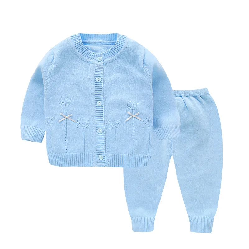 Весенне-осенний комплект из 2 предметов, Детский кардиган, хлопковая трикотажная одежда, пуловер комплекты из свитера и штанов для мальчиков и девочек Одежда для новорожденных - Цвет: 013