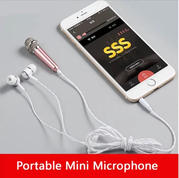 

Portable 3.5mm Stereo Studio Mic KTV Karaoke Mini Microphone For Cell Phone Laptop PC Desktop Small Size Mic