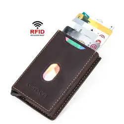 2019 новый мужской и женский винтажный держатель для кредитных карт из натуральной кожи с блокировкой RFID автоматический всплывающий