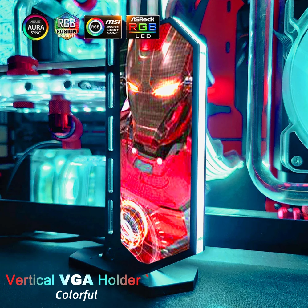 Customizable GPU Bracket Vertical 12V/5V AURA Colorful Video Card Holder Customize VGA Support Chassis WaterCooler Custom MOD | Компьютеры