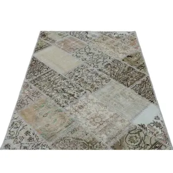 

Handmade Beige Vintage Overdyed Patchwork Area Rug 120x180 Cm-3'11''X5'11''