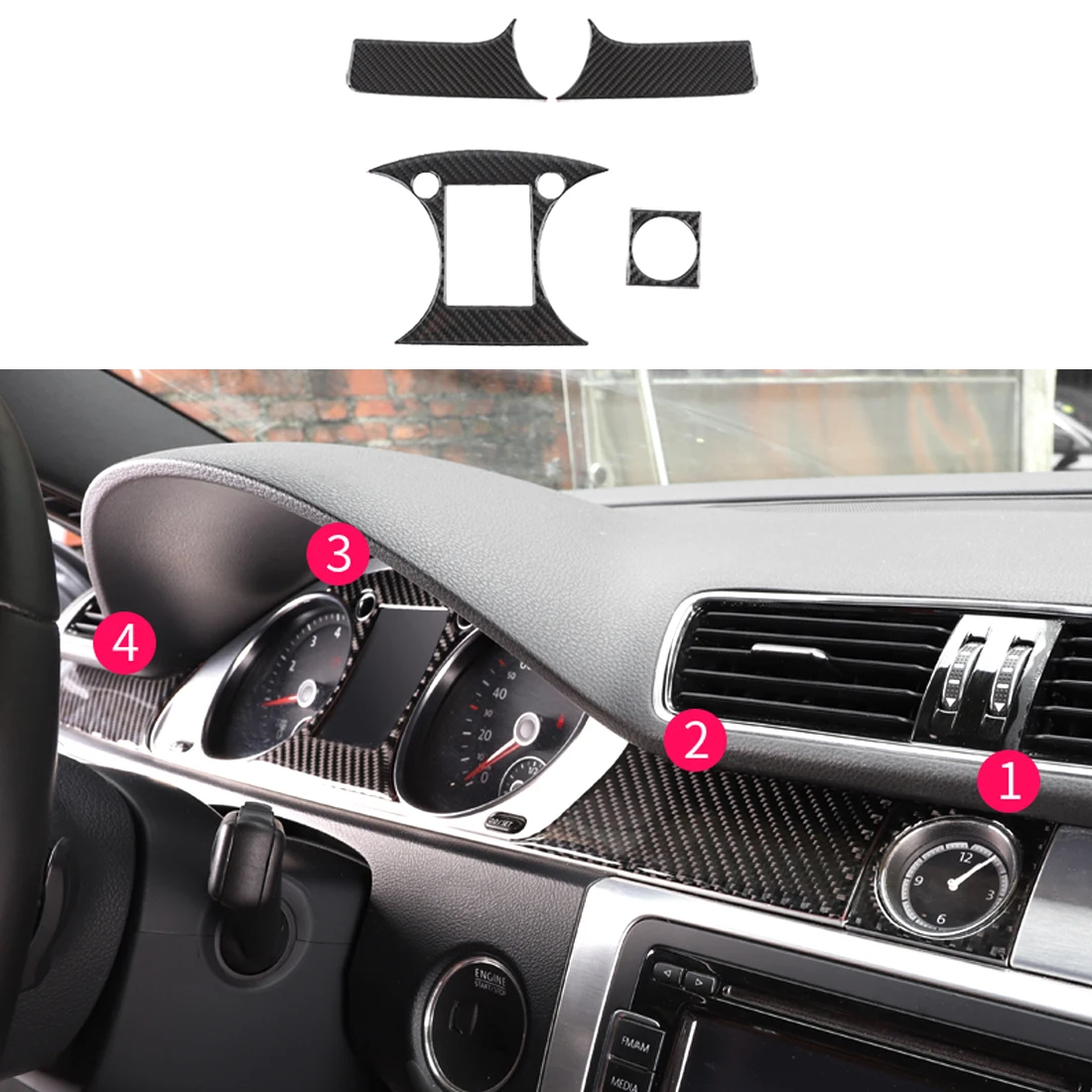 

Carbon fiber Dashboard decorative frame Cover Fit For Volkswagen CC 2013-2017 car stickers