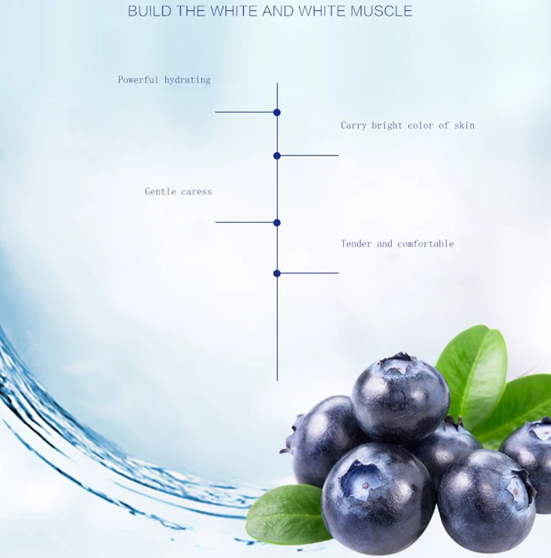10Pcs Skin Care Face Mask Blueberry Hydrating Silk Facial Mask Moisturizing Skin Care Brighten Skin Colour Face Makeup