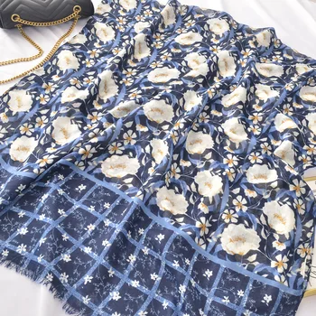 

платок женский Foulard Femme Wrap Snood Muslim Hijab Sjaal blue hijab scarf for women autumn winter long print scarf