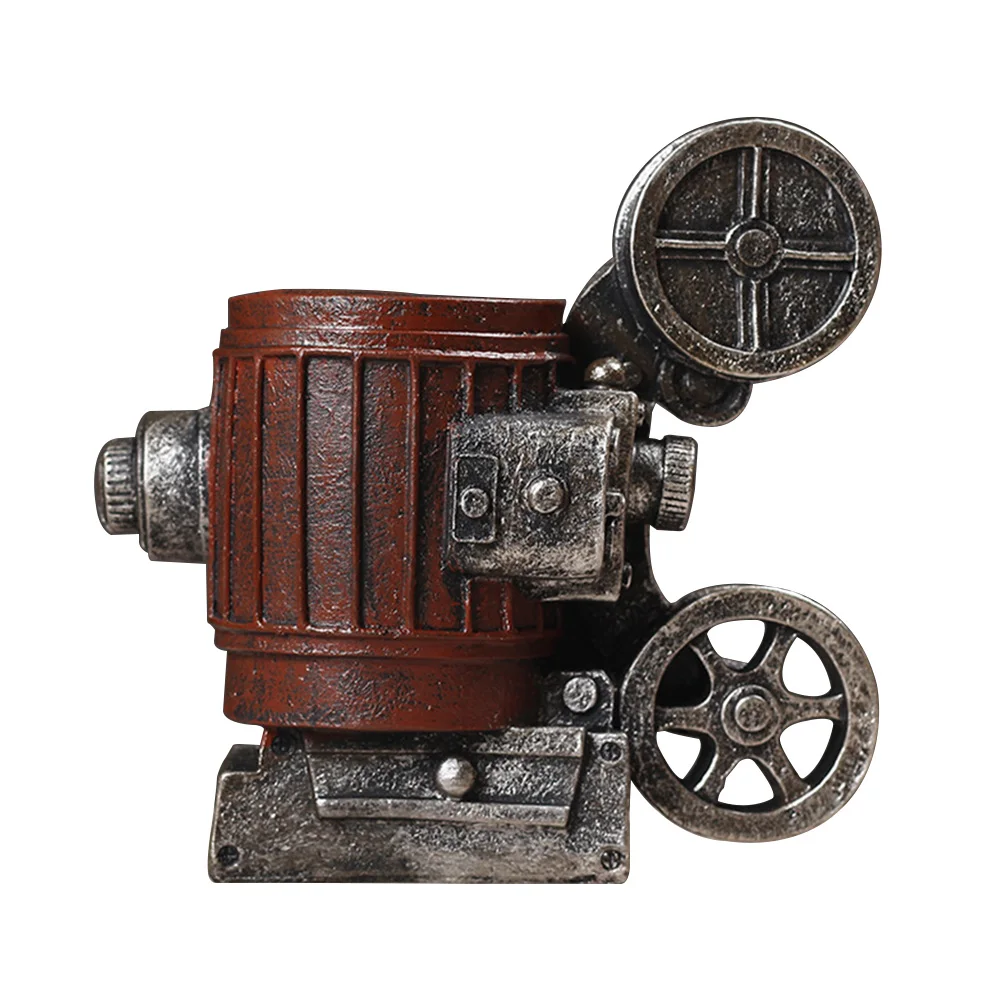 

Multifunctional Resin Pencil Container Desk Organizer Pen Holder Retro Decoration Home Study Rooms Projector Shape Ornaments