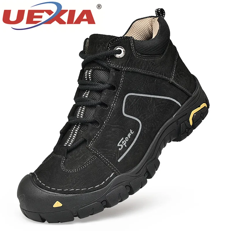 Зимние ботинки из UEXIA кожи; Мужская обувь; зимние теплые короткие плюшевые мужские ботильоны на меху для взрослых; модная обувь; Botas zapatos Hombre