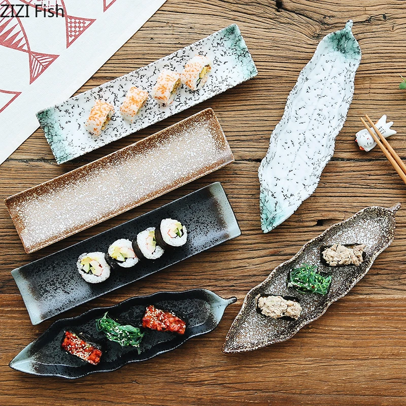 Японская тарелка для суши керамическая креативная длинная закусок домашняя