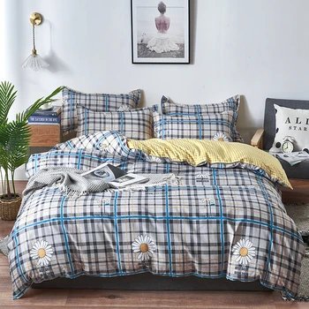 

Blue plaid Bedding Sets,220×240 Duvet Cover Set With Pillowcase, 200×230 Quilt Cover,Daisy Pattern King Size Blanket Cover ，2020