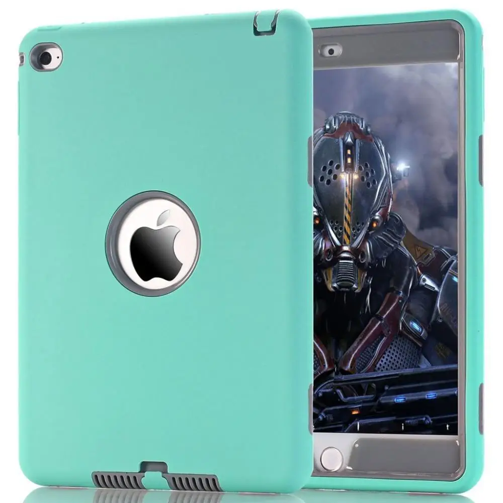 

Heavy Duty Silicone New Armor Case For iPad mini 4 Kids Safe Hard Cover For Ipad mini 4 A1550 A1538 Tablet Case+Stylus Pen+Gift