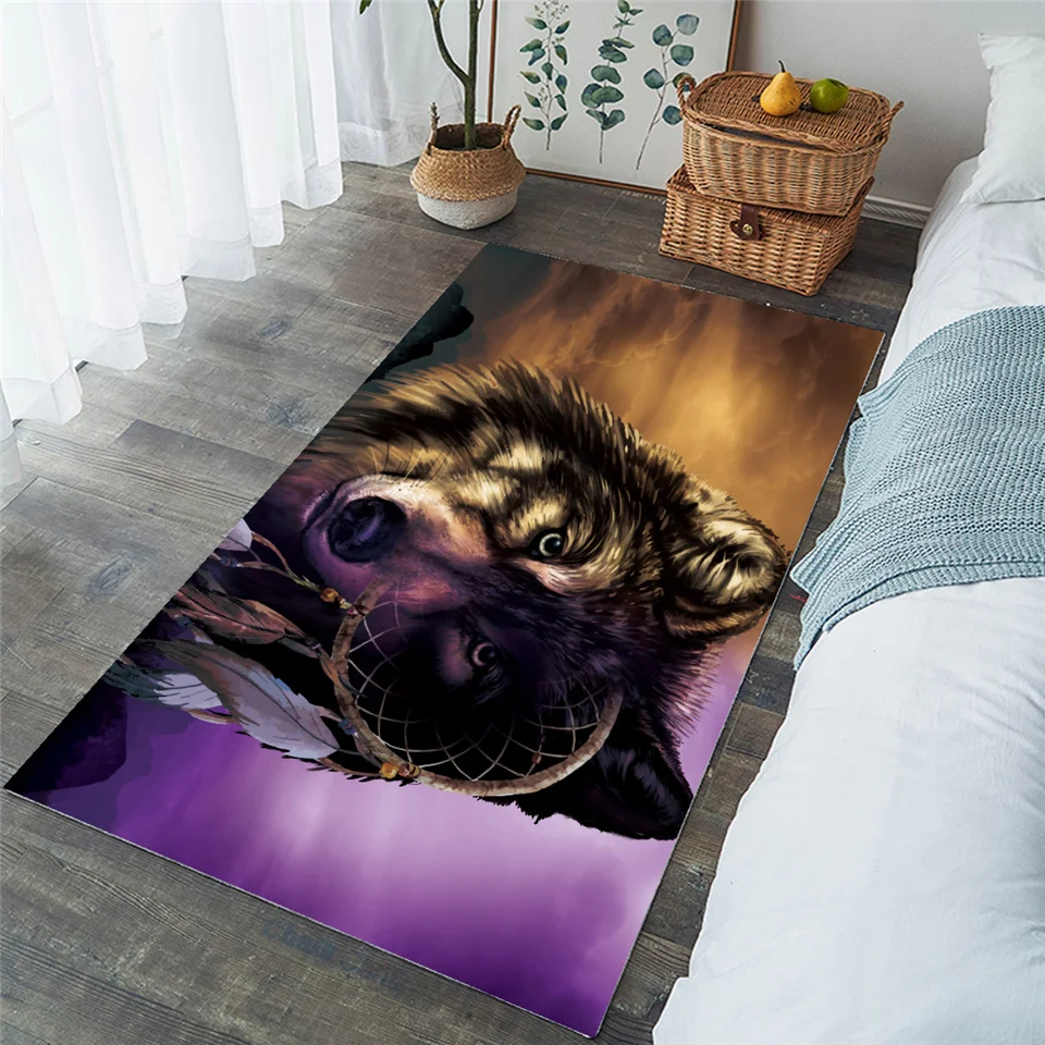 Постельные принадлежности Outlet волк большие ковры для гостиной Лев Ловец снов области ковер фиолетовый коричневый нескользящий коврик 122x183 см - Цвет: 1